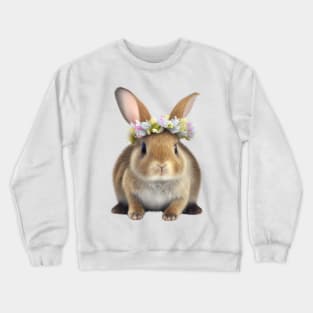 Baby Rabbit with Colorful Floral Crown Crewneck Sweatshirt